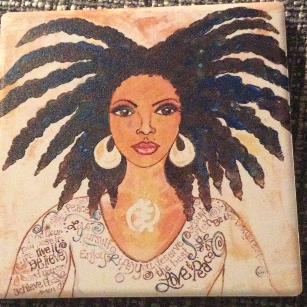 Coasters with African American female faces, set of four - Picture 3 of 7